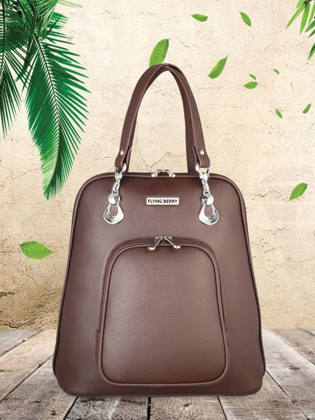 

FLYING BERRY Women Brown Solid Backpack