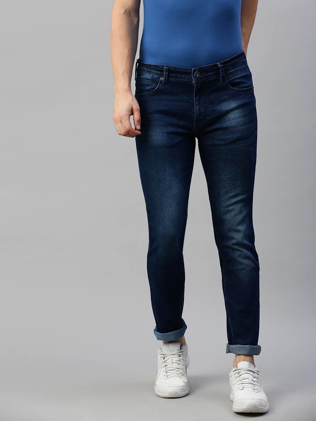 

BEAT LONDON by PEPE JEANS Men Blue Austin Vapour Tapered Fit Low-Rise Clean Look Jeans