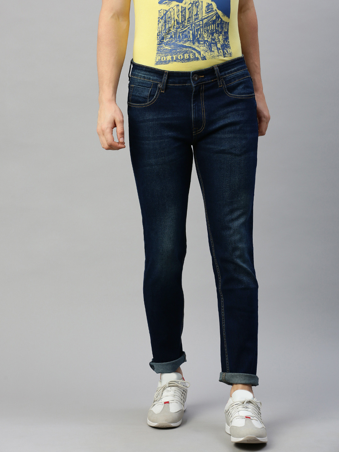 

BEAT LONDON by PEPE JEANS Men Blue Hodor Tapered Fit Low-Rise Clean Look Stretchable Jeans