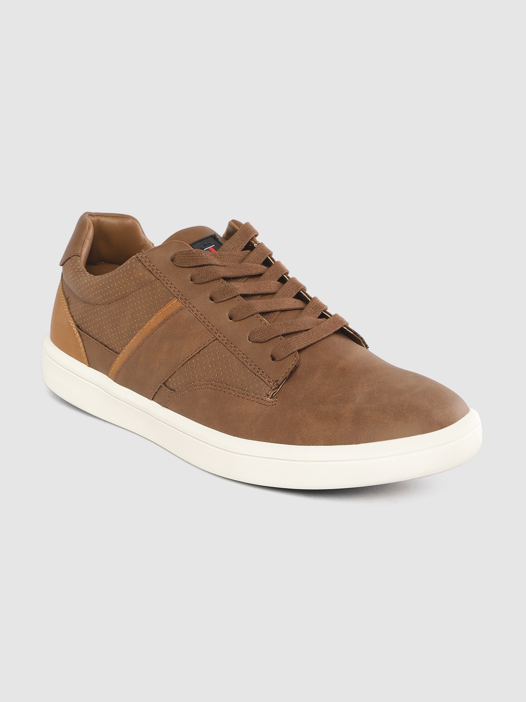 

Louis Philippe Men Brown Solid Sneakers with Perforated Detail