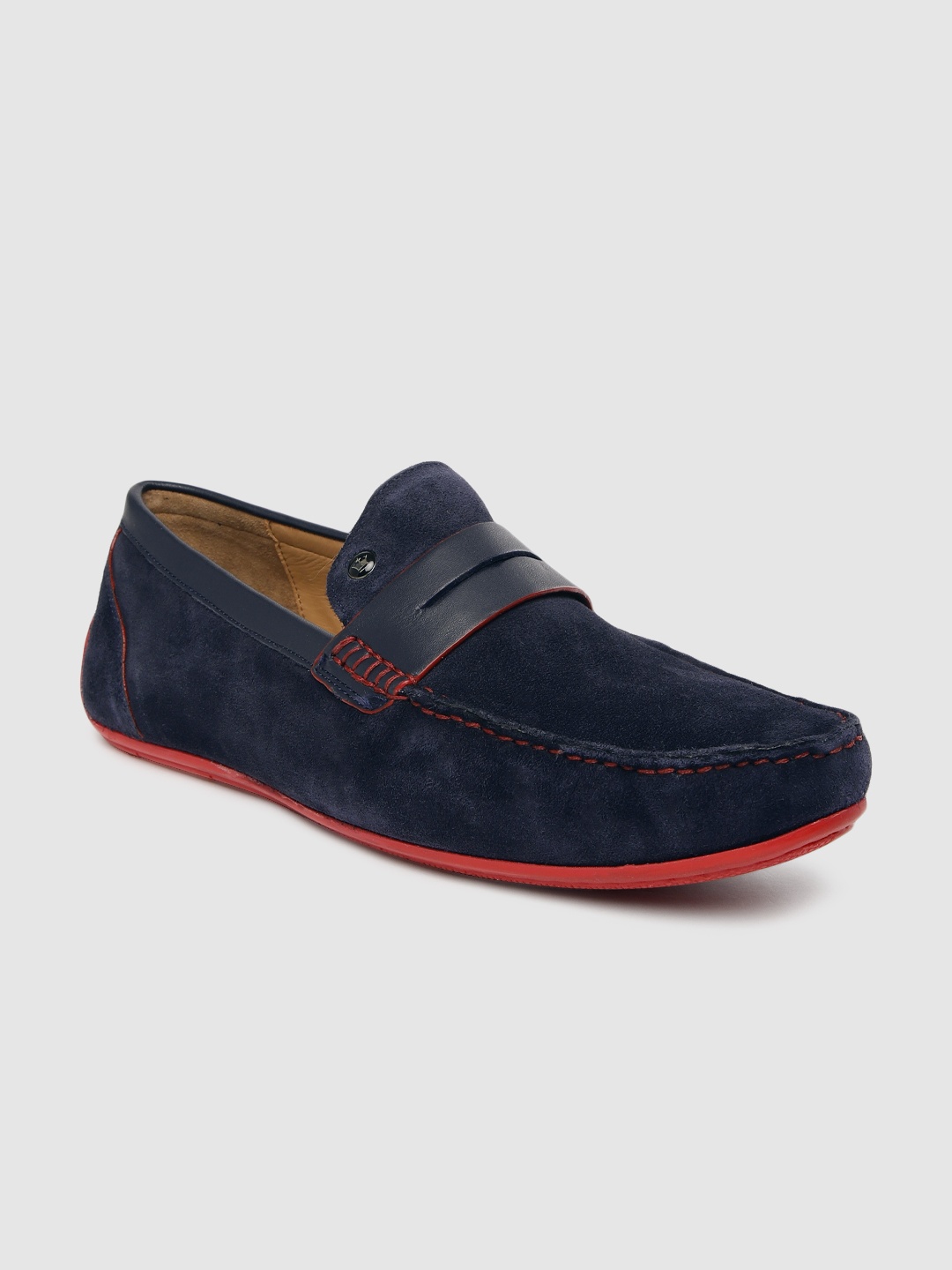 

Louis Philippe Men Navy Blue Solid Suede Loafers