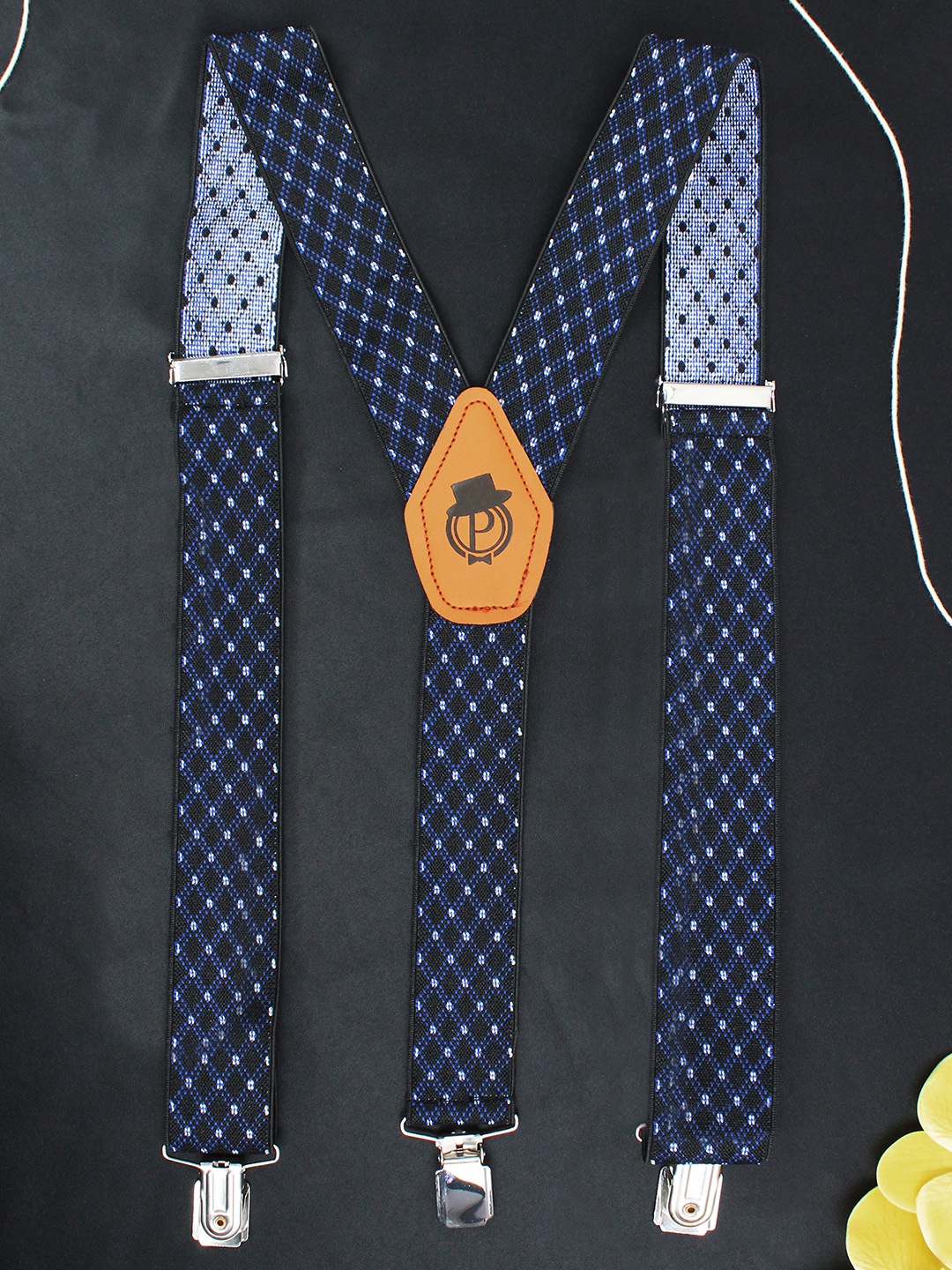 

PELUCHE Men Black & Blue Printed Suspenders