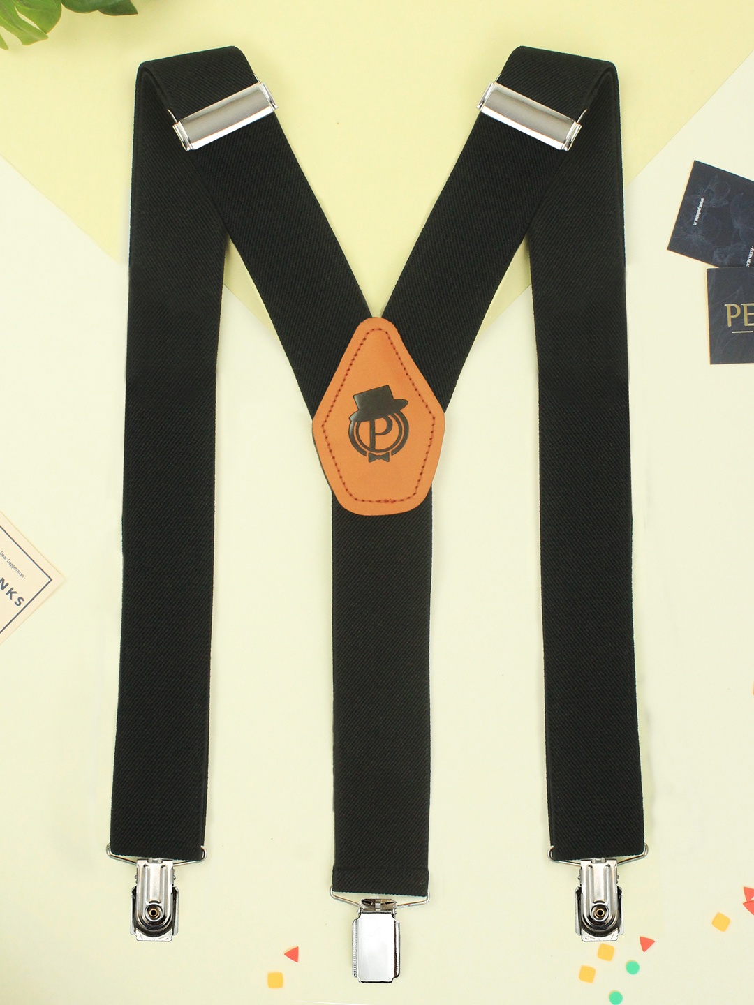 

PELUCHE Men Black Solid Suspenders