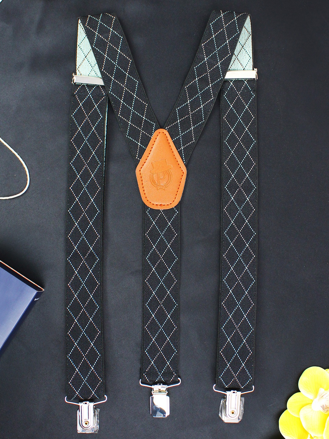 

PELUCHE Men Black Checked Suspenders