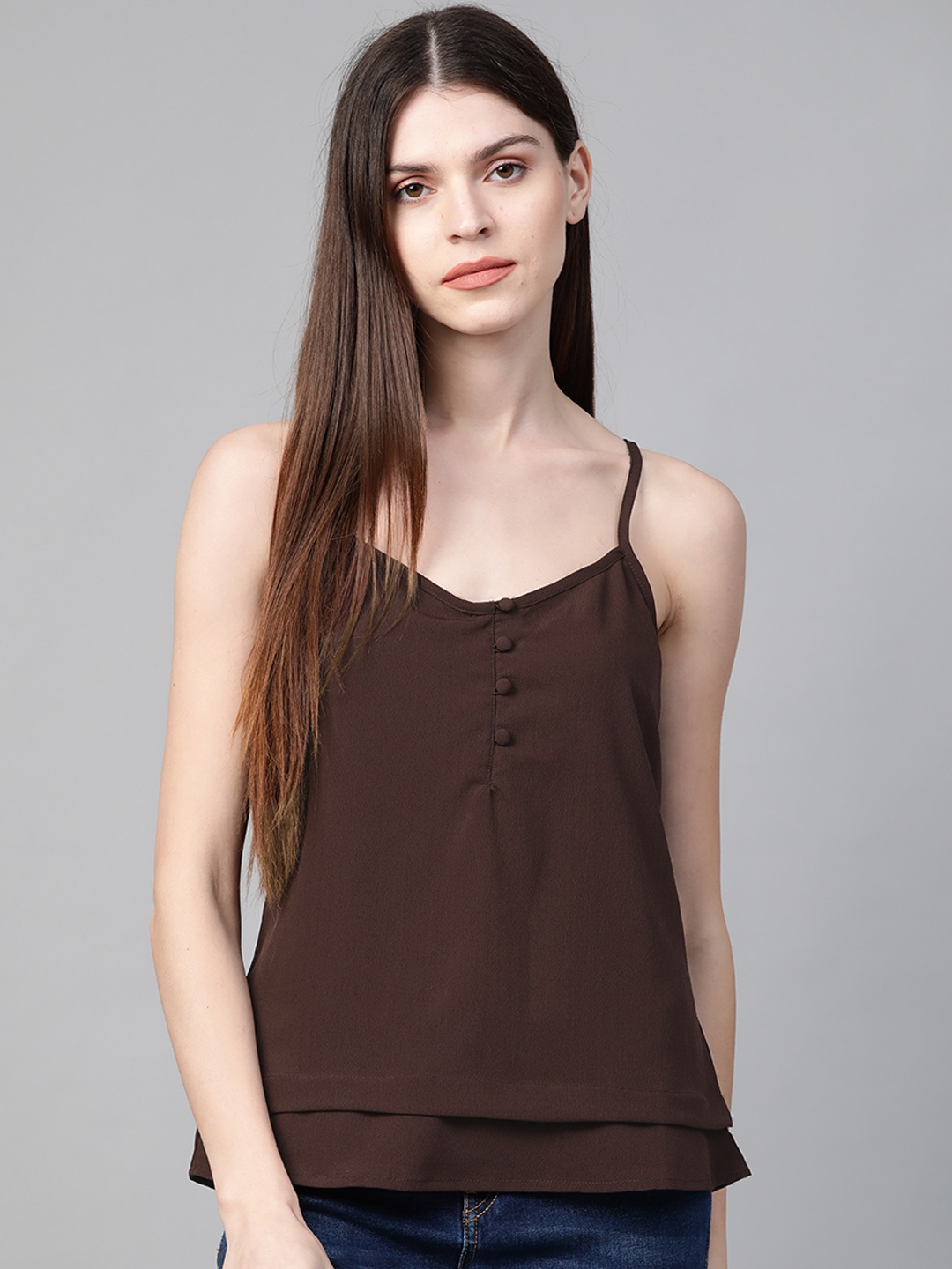 

Roadster Women Brown Solid A-Line Top
