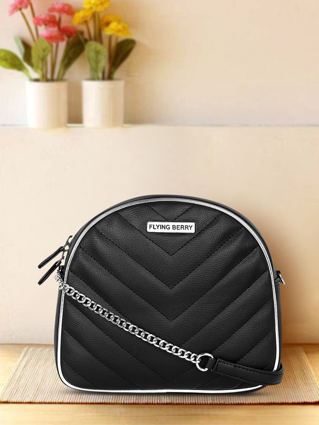 

FLYING BERRY Black Solid Sling Bag