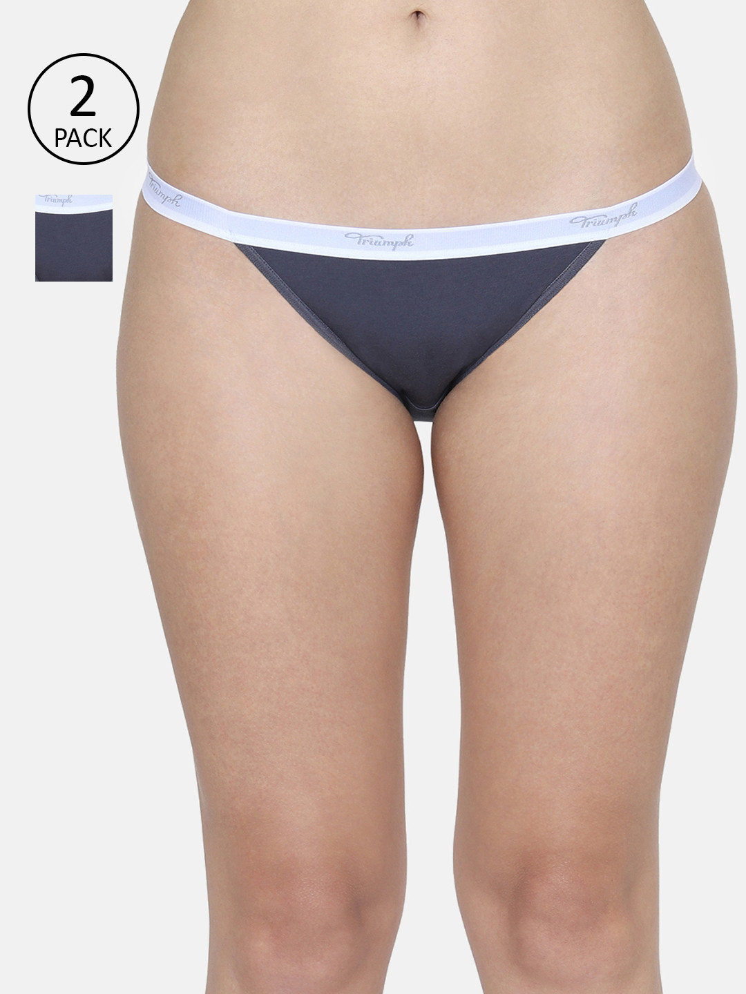 

Triumph Pack of 2 Stretty Cotton 141 Everyday Comfort Tanga Brief, Navy blue