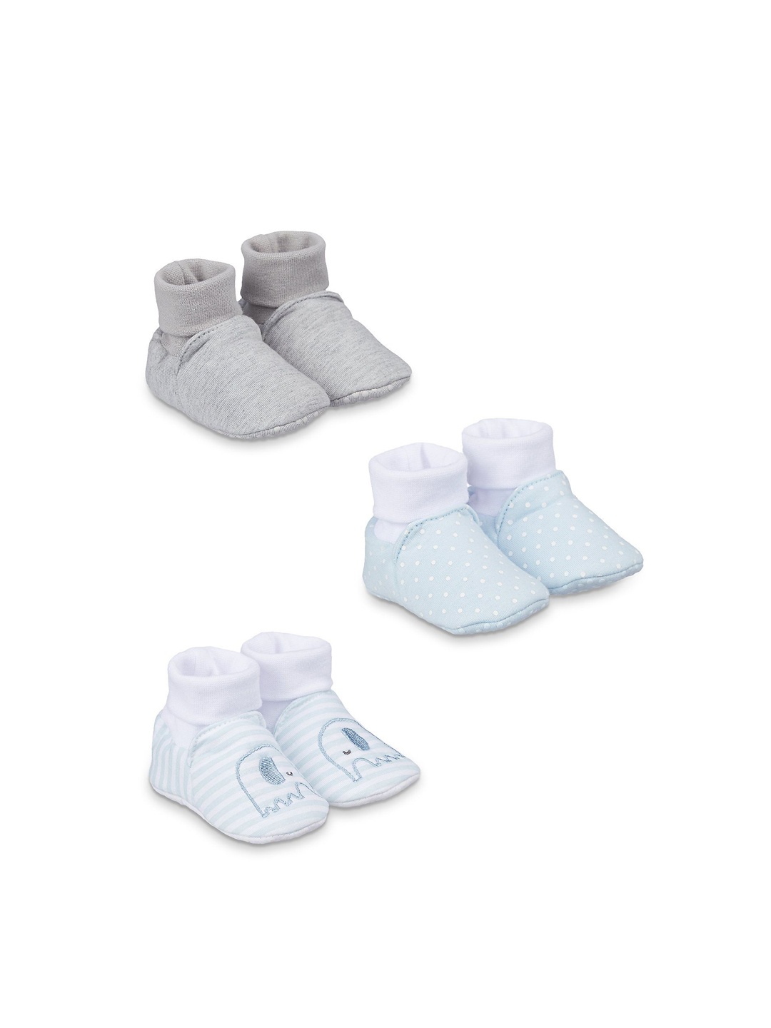 

mothercare Pack Of 3 Boys Grey & Blue Printed Booties
