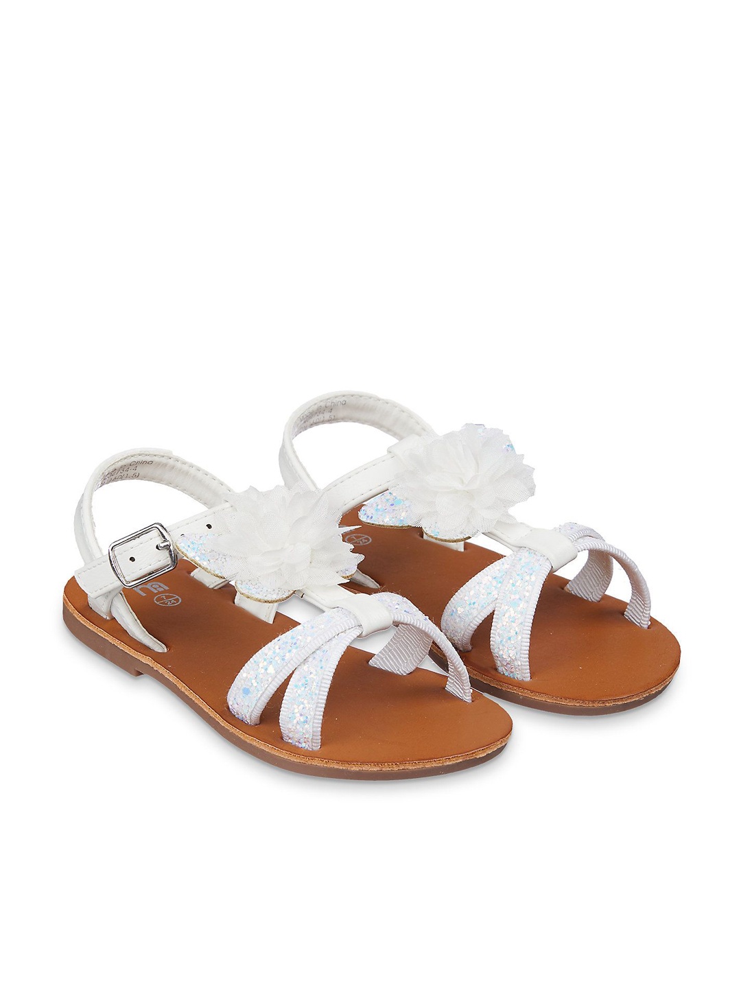 

mothercare Girls White Embellished Open Toe Flats with Bows