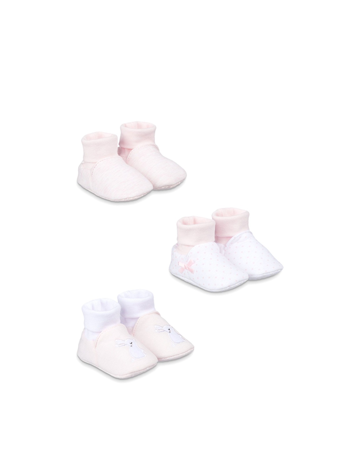 

mothercare Pack Of 3 Girls White & Pink Printed Booties