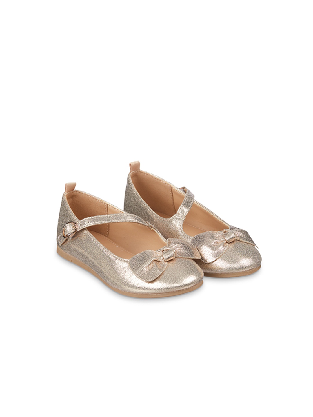 

mothercare Girls Gold-Toned Solid Mary Janes with Bows