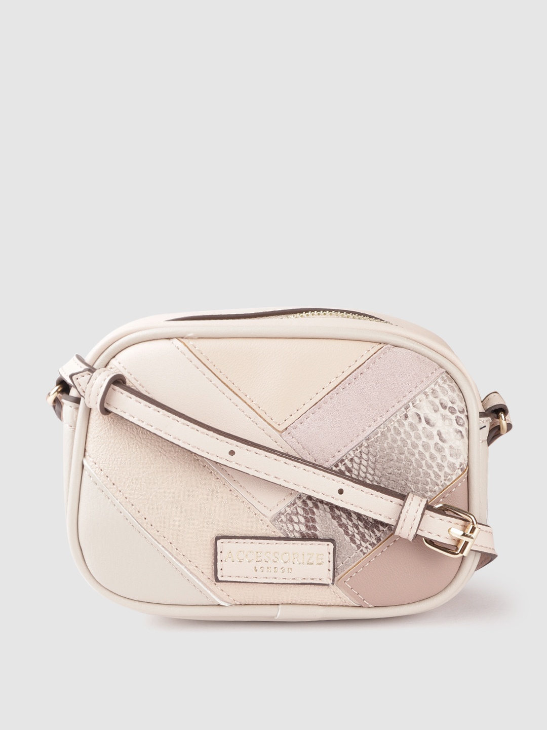 

Accessorize Peach-Coloured Snakeskin Print Sling Bag