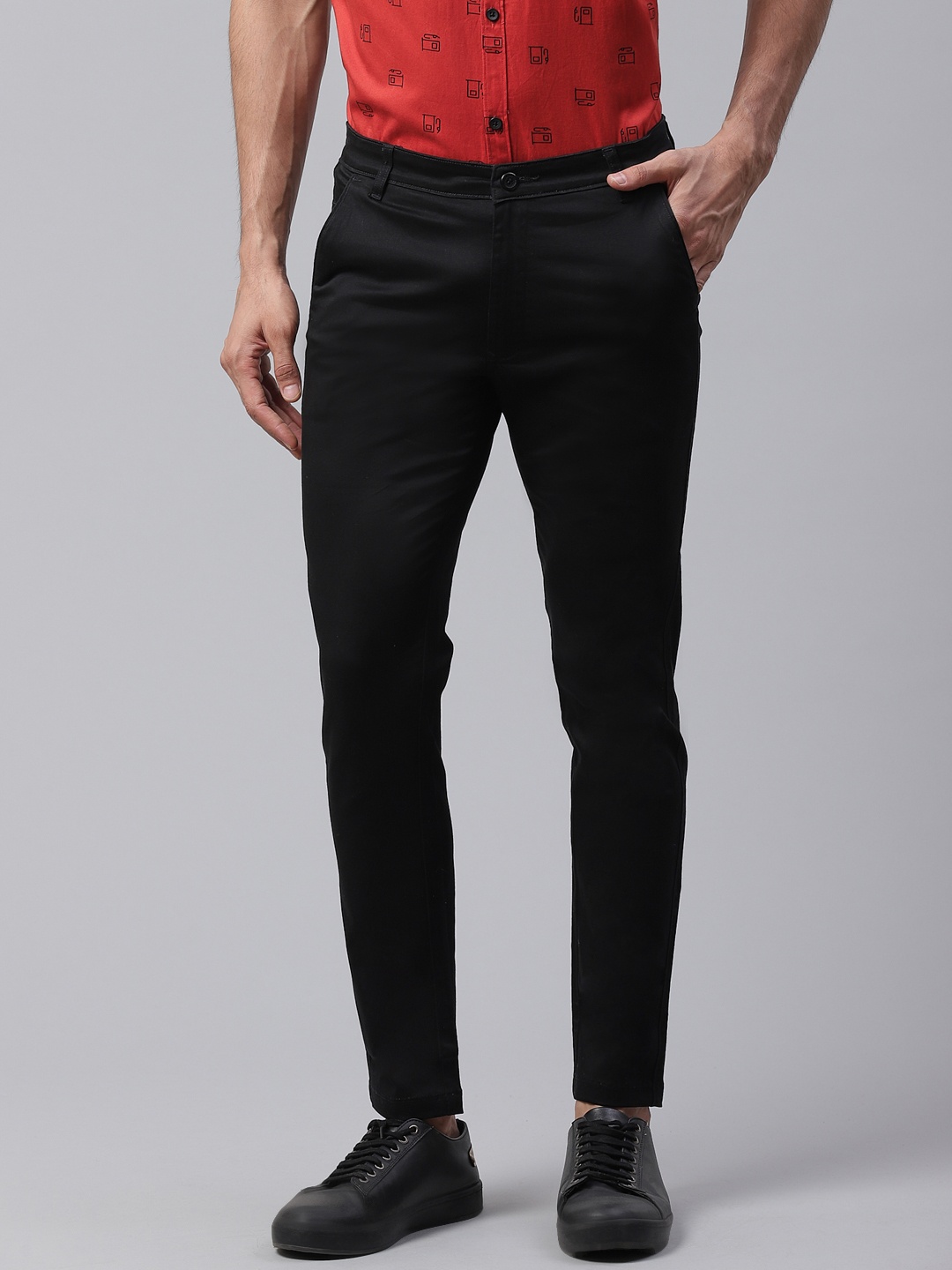 

DENNISON Men Black Smart Skinny Fit Solid Chinos