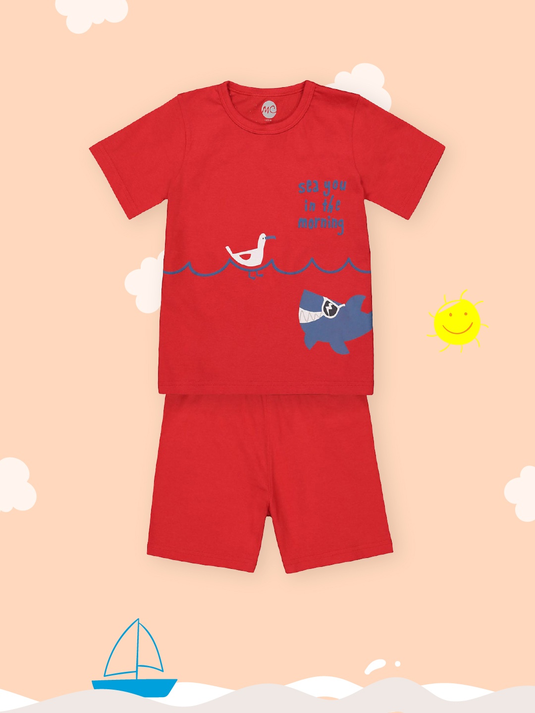 

mothercare Boys Red Printed Night suit