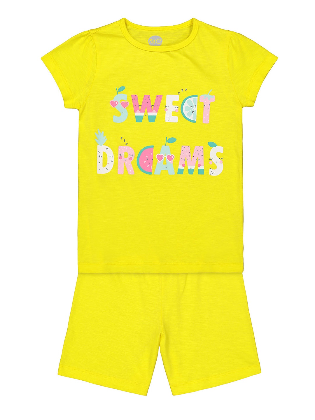 

mothercare Girls Yellow Printed Night suit