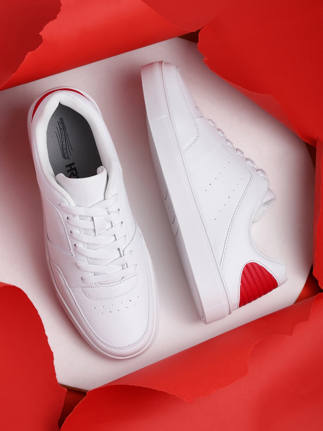 

HRX by Hrithik Roshan Men White & Red Solid Sneakers