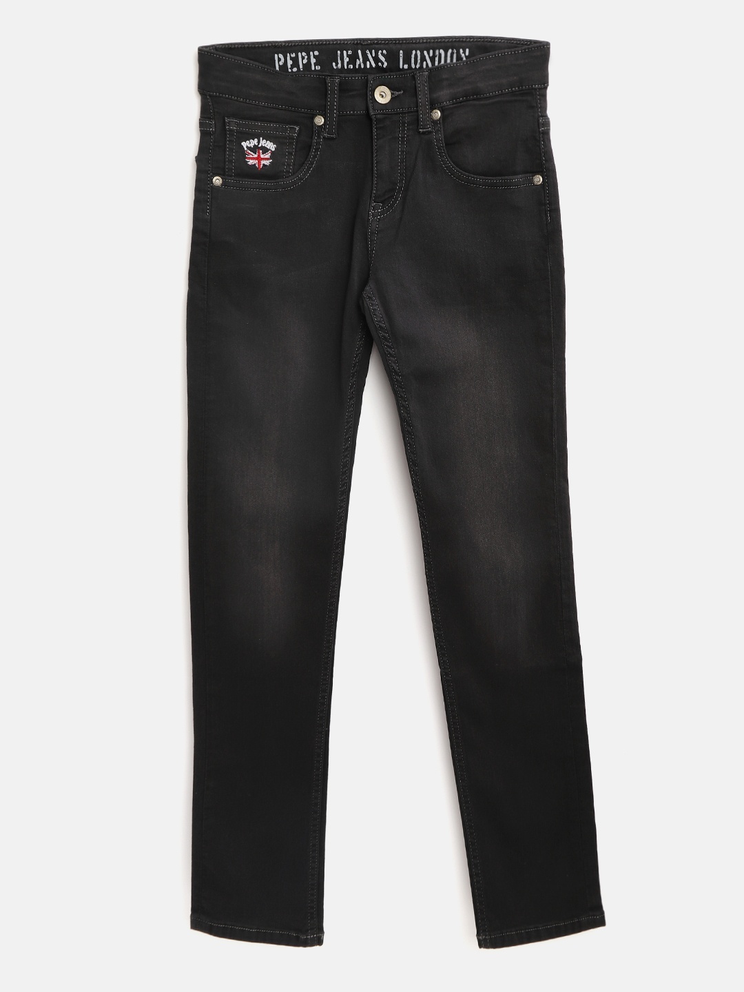 

Pepe Jeans Boys Charcoal Grey Regular Fit Mid-Rise Clean Look Stretchable Jeans