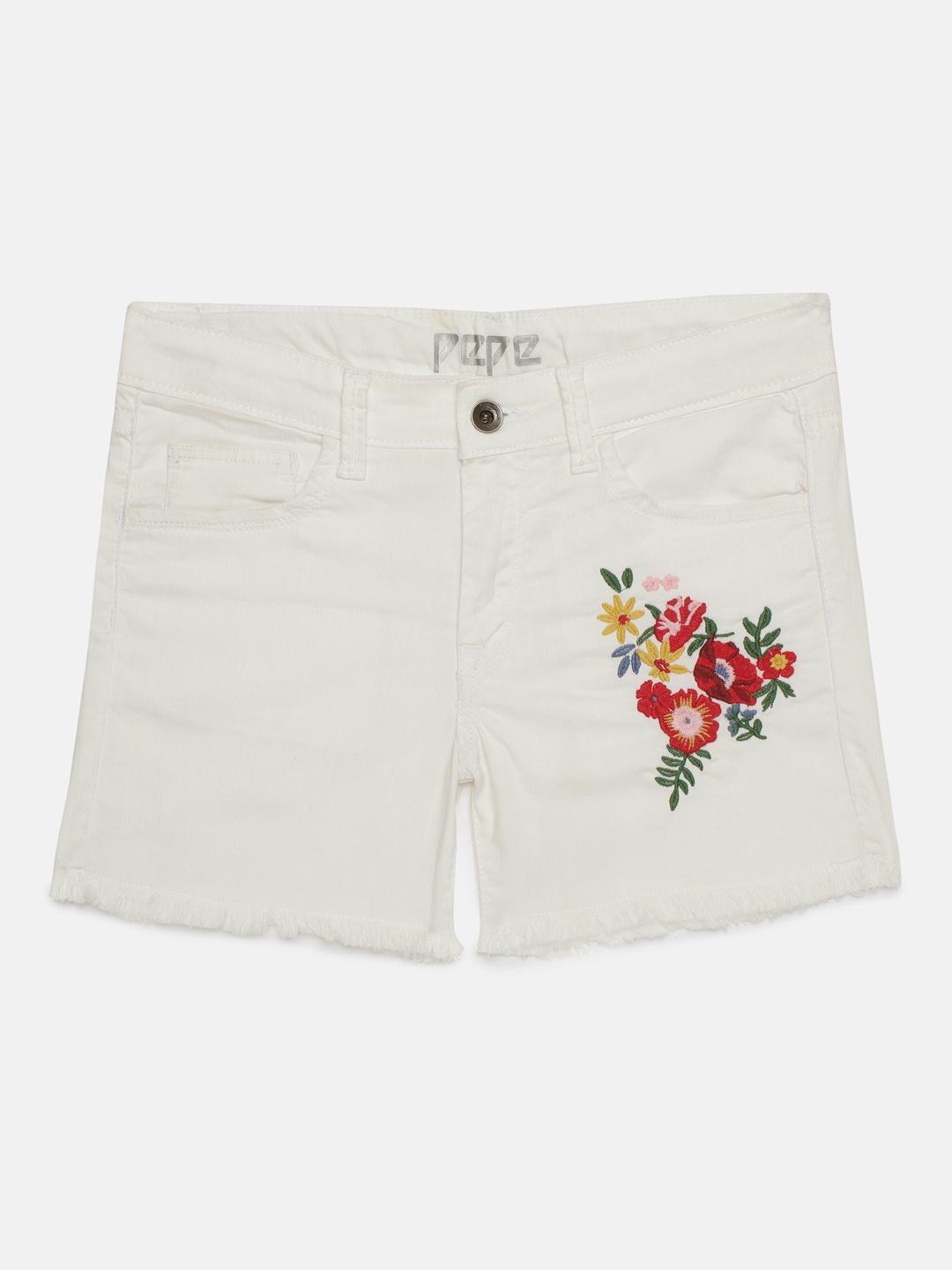 

Pepe Jeans Boys White Solid Regular Fit Denim Shorts