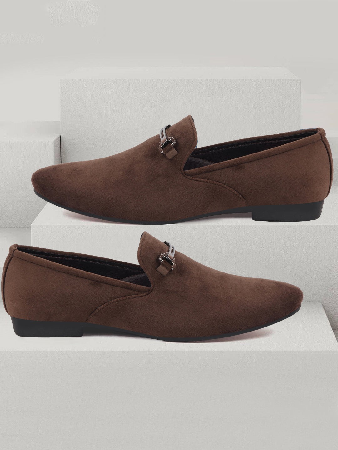 

FAUSTO Men Brown Solid Velvet Loafers