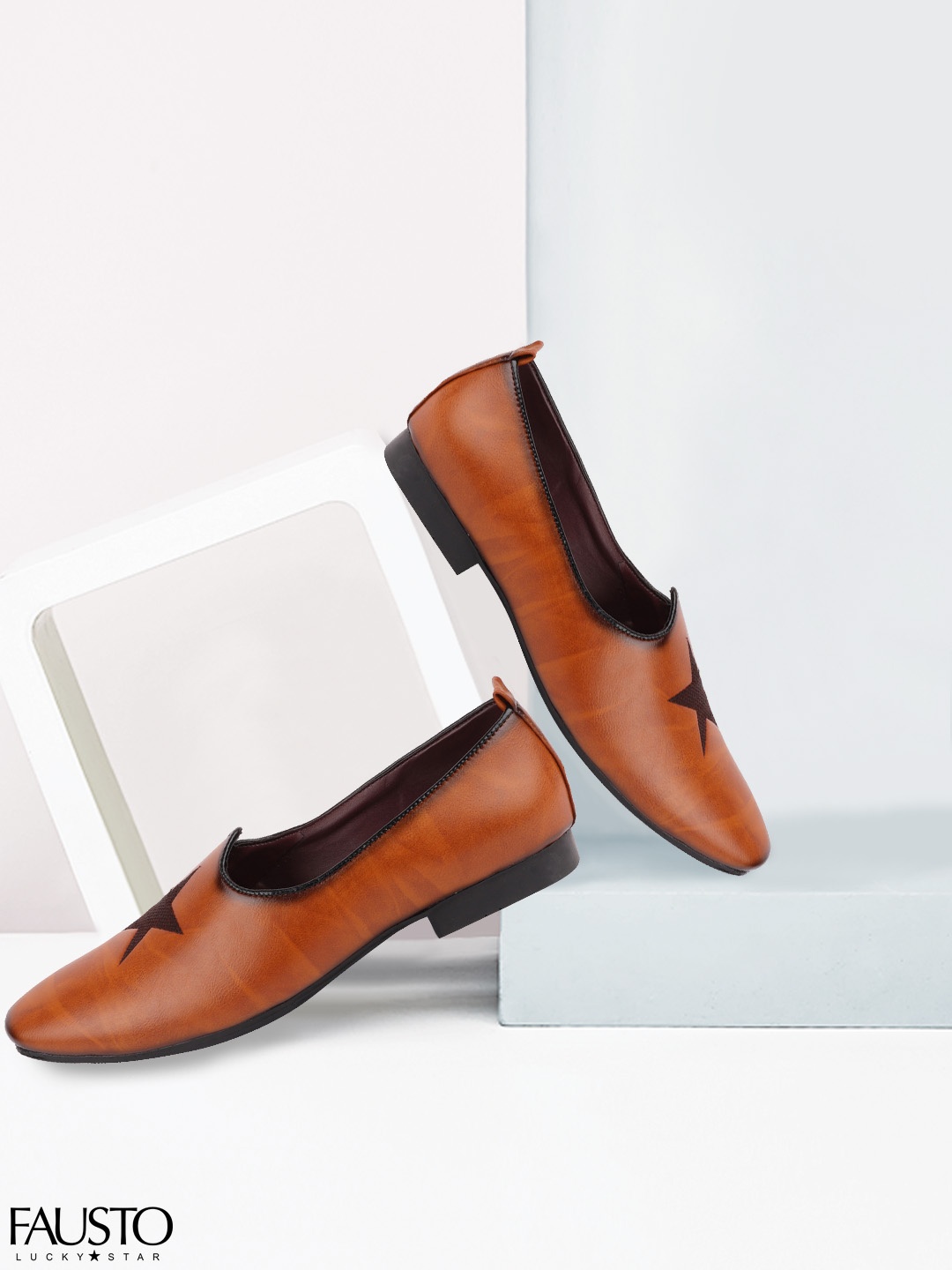 

FAUSTO Men Tan Brown Mojaris