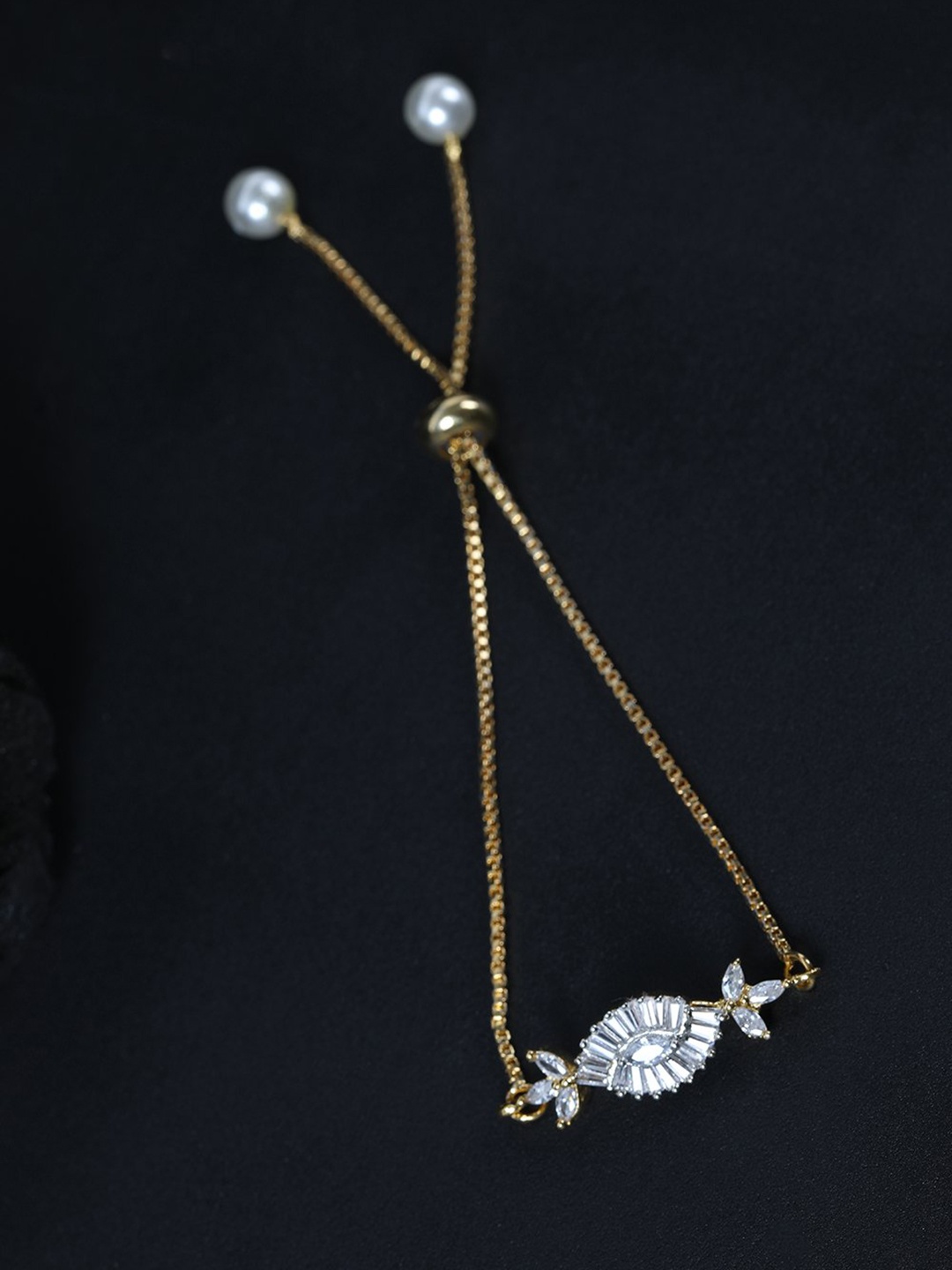 

Priyaasi Gold-Plated CZ Studded & Beaded Handcrafted Bracelet
