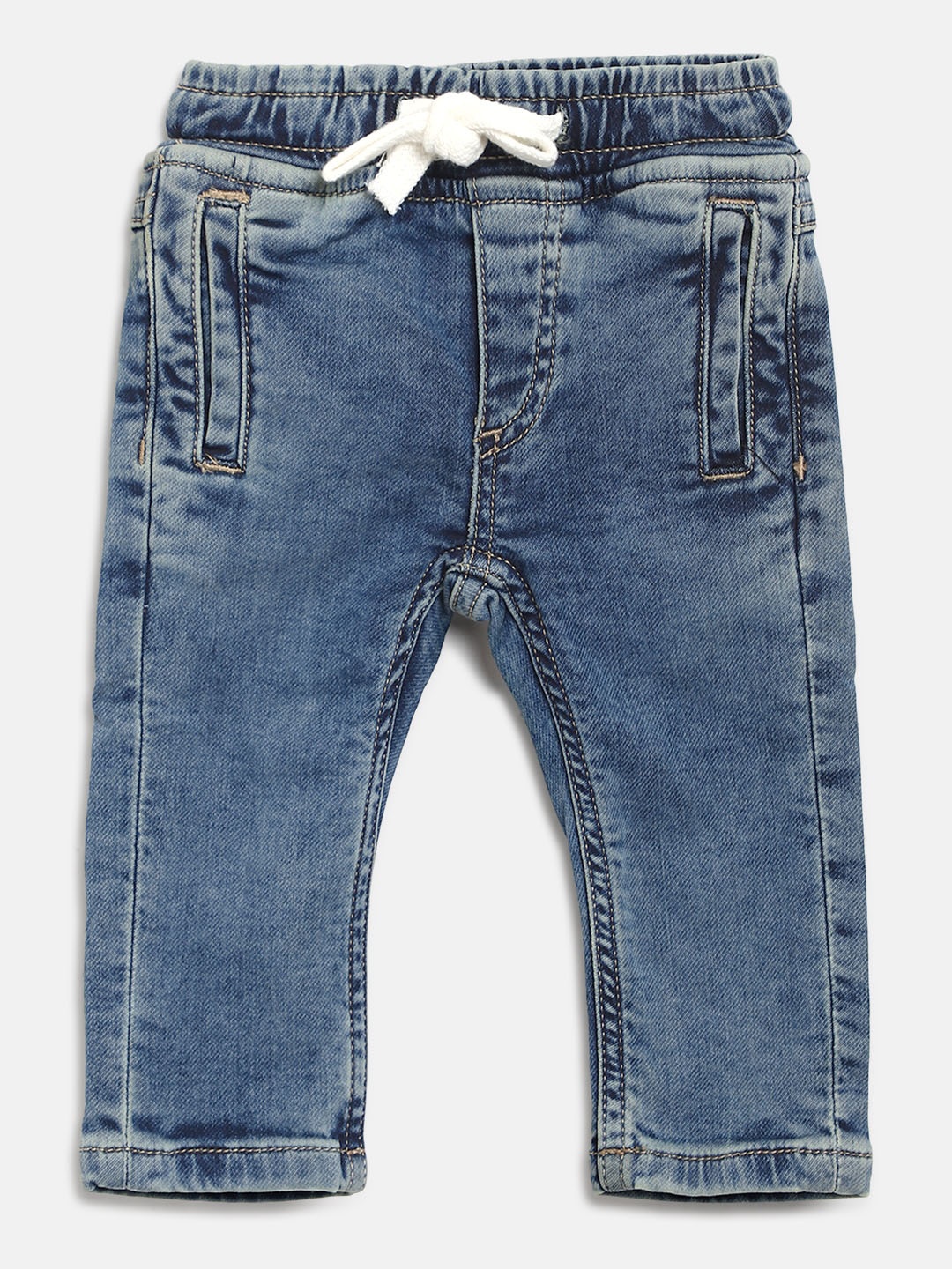 

United Colors of Benetton Boys Navy Blue Regular Fit Faded Denim Trousers