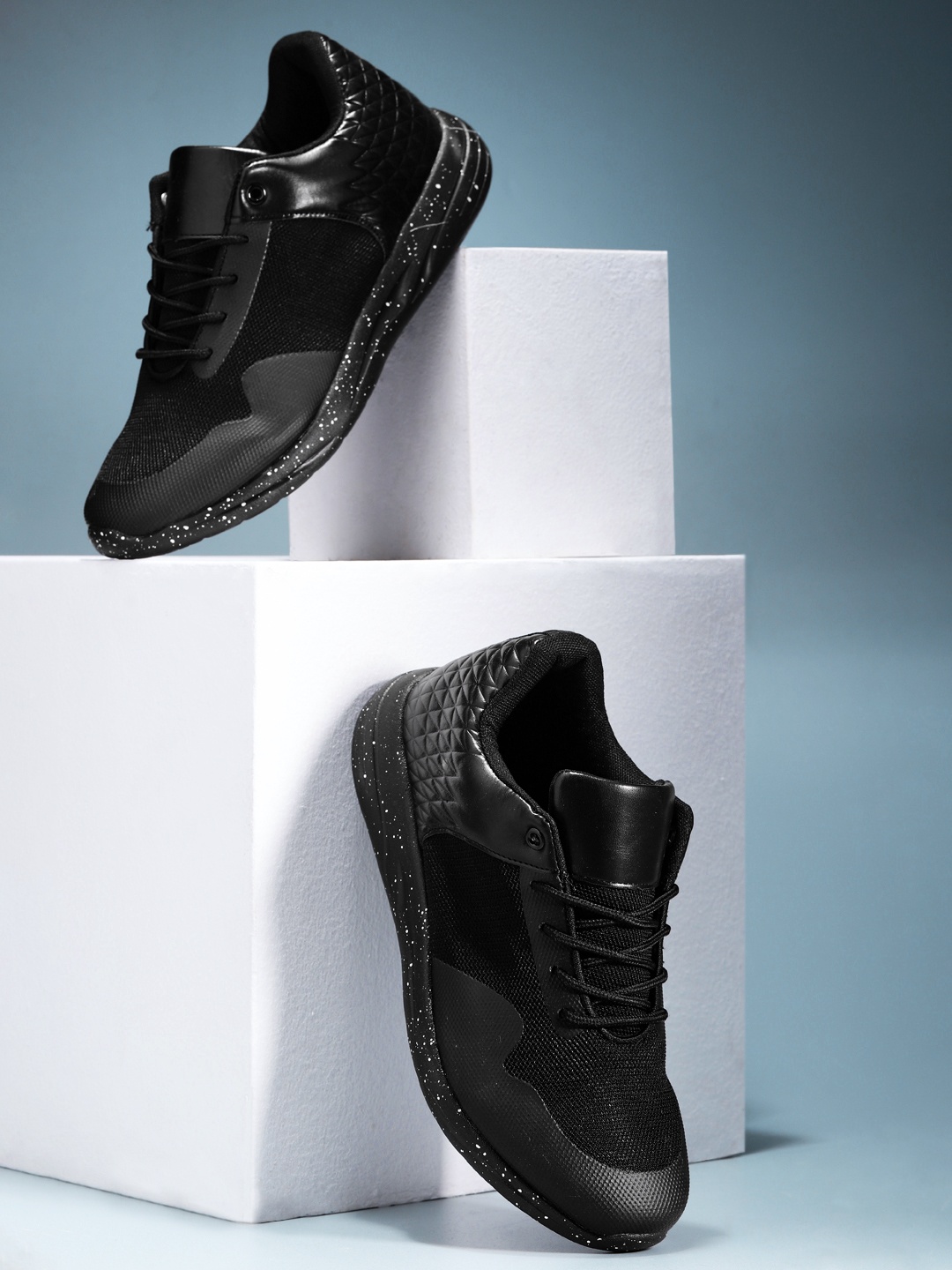 

Mast & Harbour Men Black Solid Sneakers