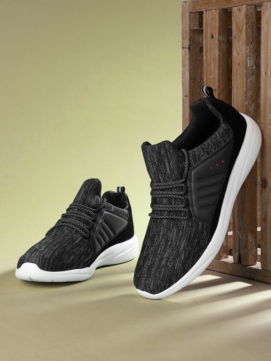 

Roadster Men Black Woven Design Sneakers