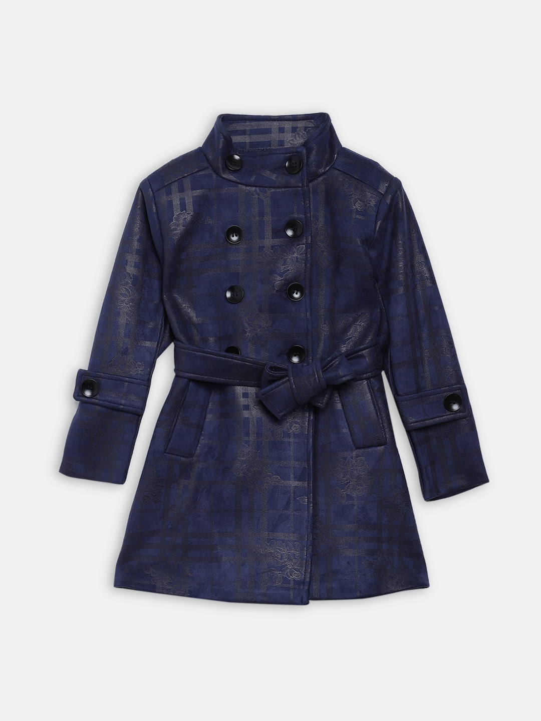 

Blue Giraffe Girls Blue & Grey Printed Overcoat