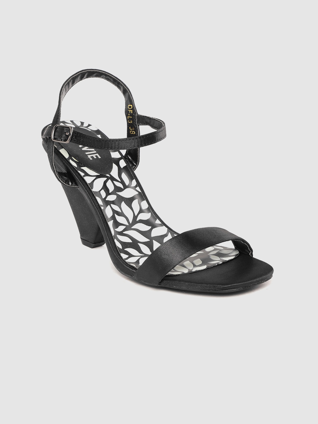 

Lavie Women Black Solid Satin Finish Cone Heels