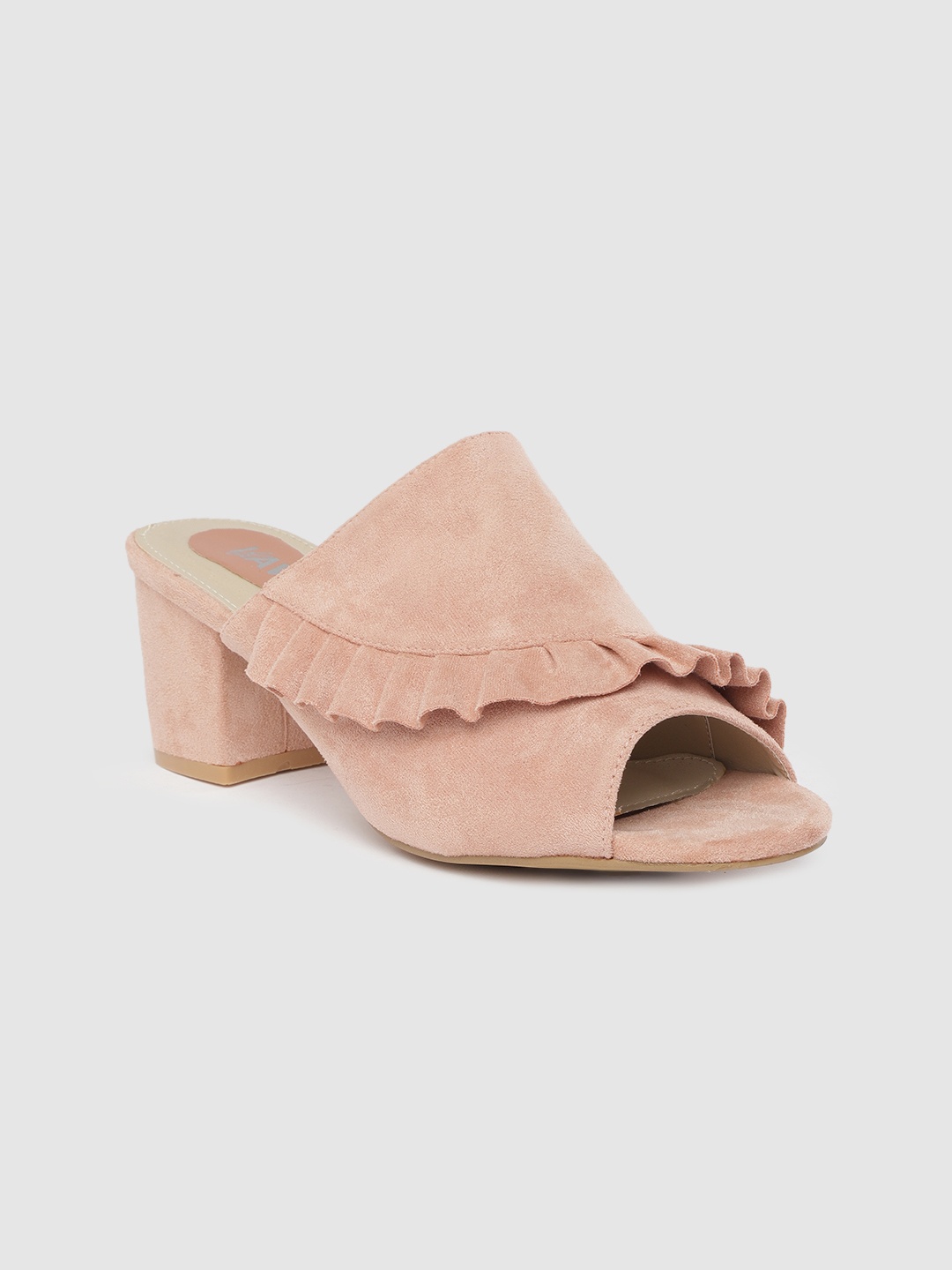 

Lavie Women Pink Solid Ruffled Heeled Mules