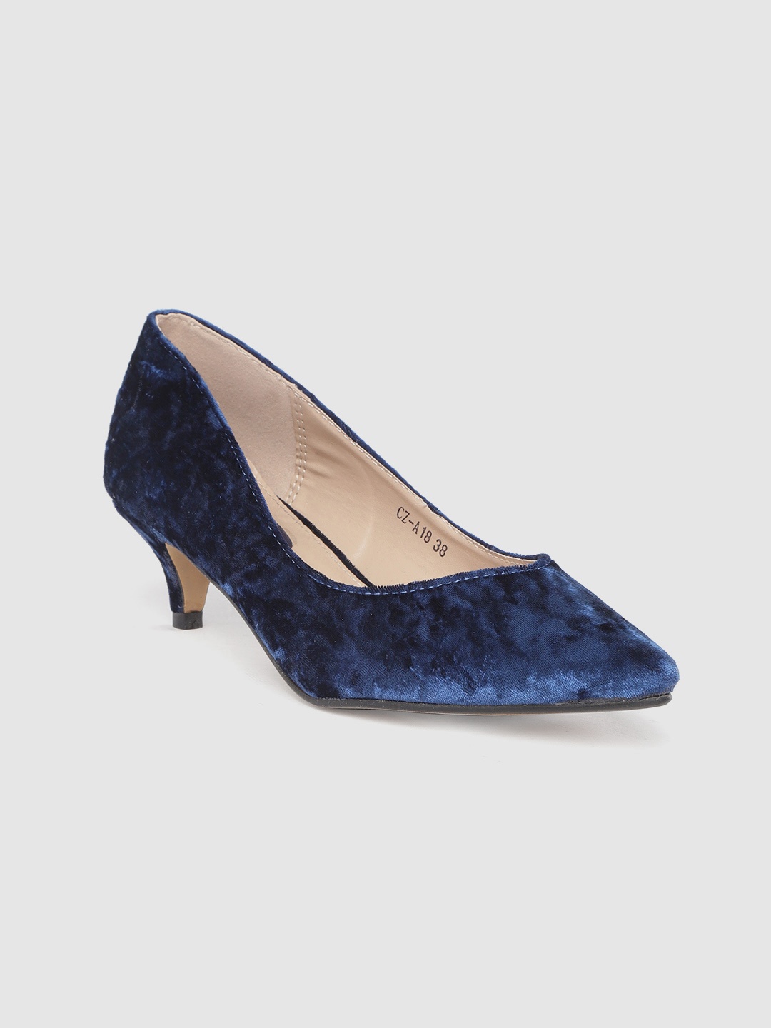 

Lavie Women Navy Blue Solid Pumps With Velvet Finish