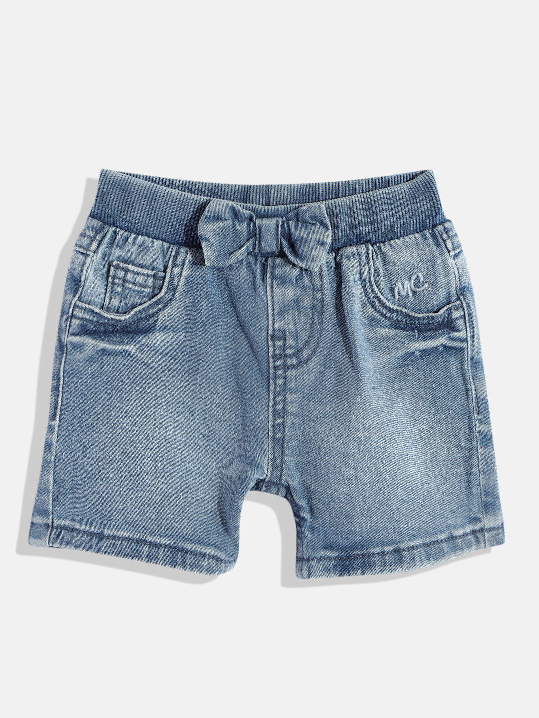 

mothercare Girls Washed Denim Shorts, Blue