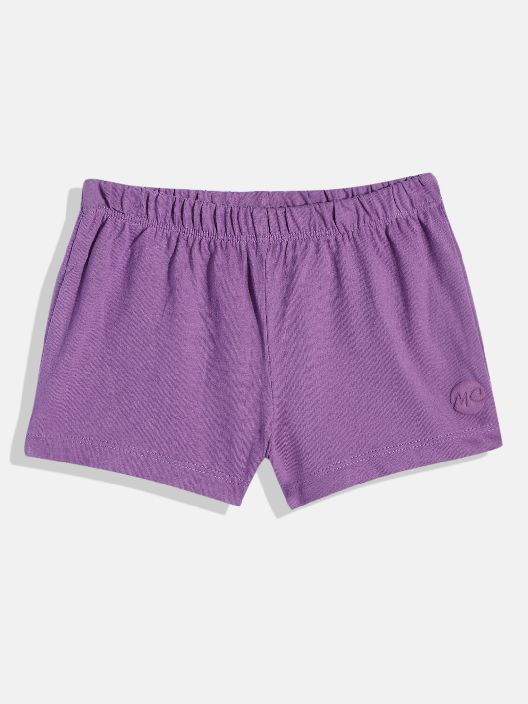 

mothercare Girls Solid Regular Fit Mid-Rise Knitted Pure Cotton Shorts, Purple