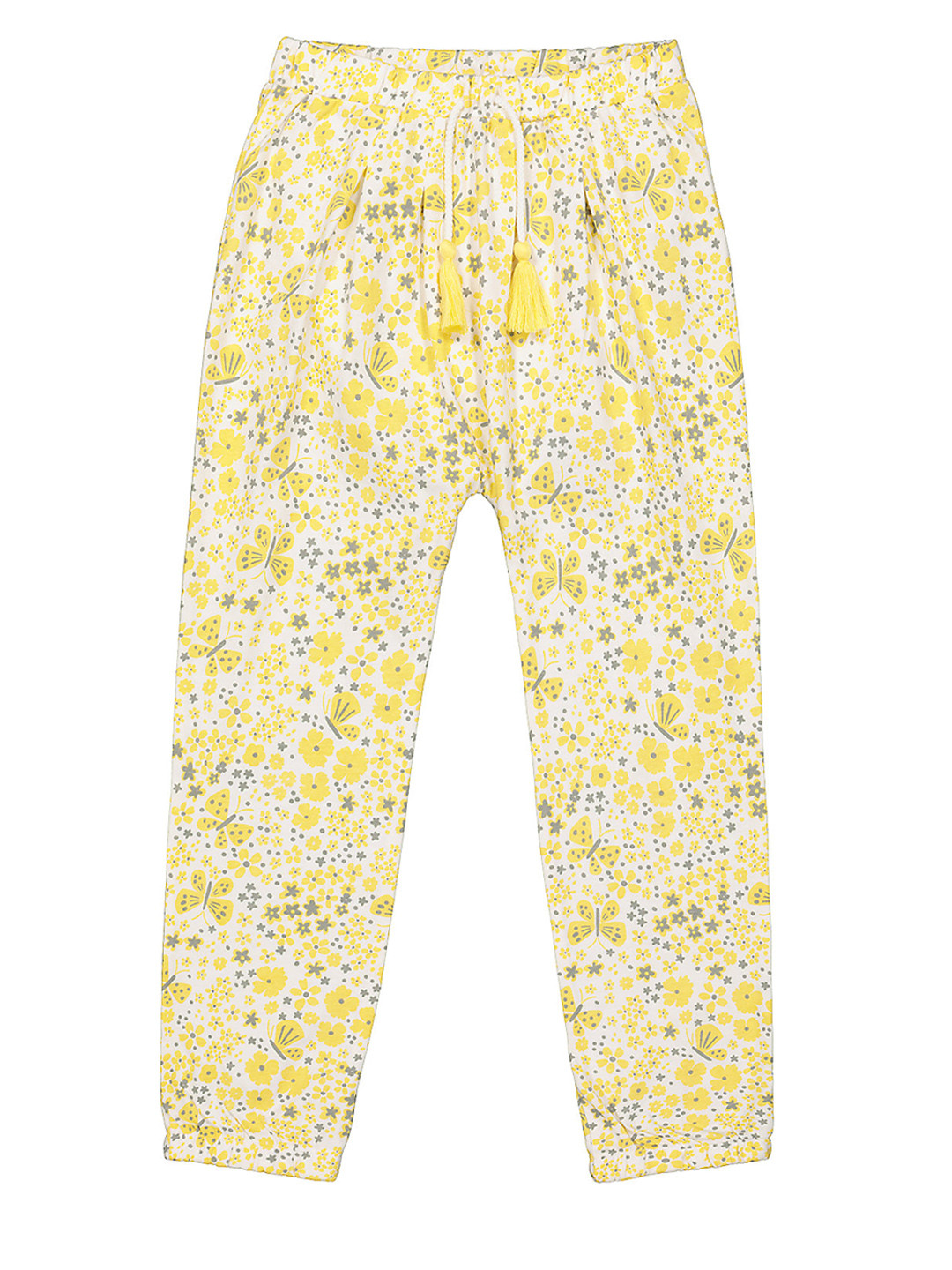 

mothercare Girls Yellow Floral Printed Ankle-Length Leggings