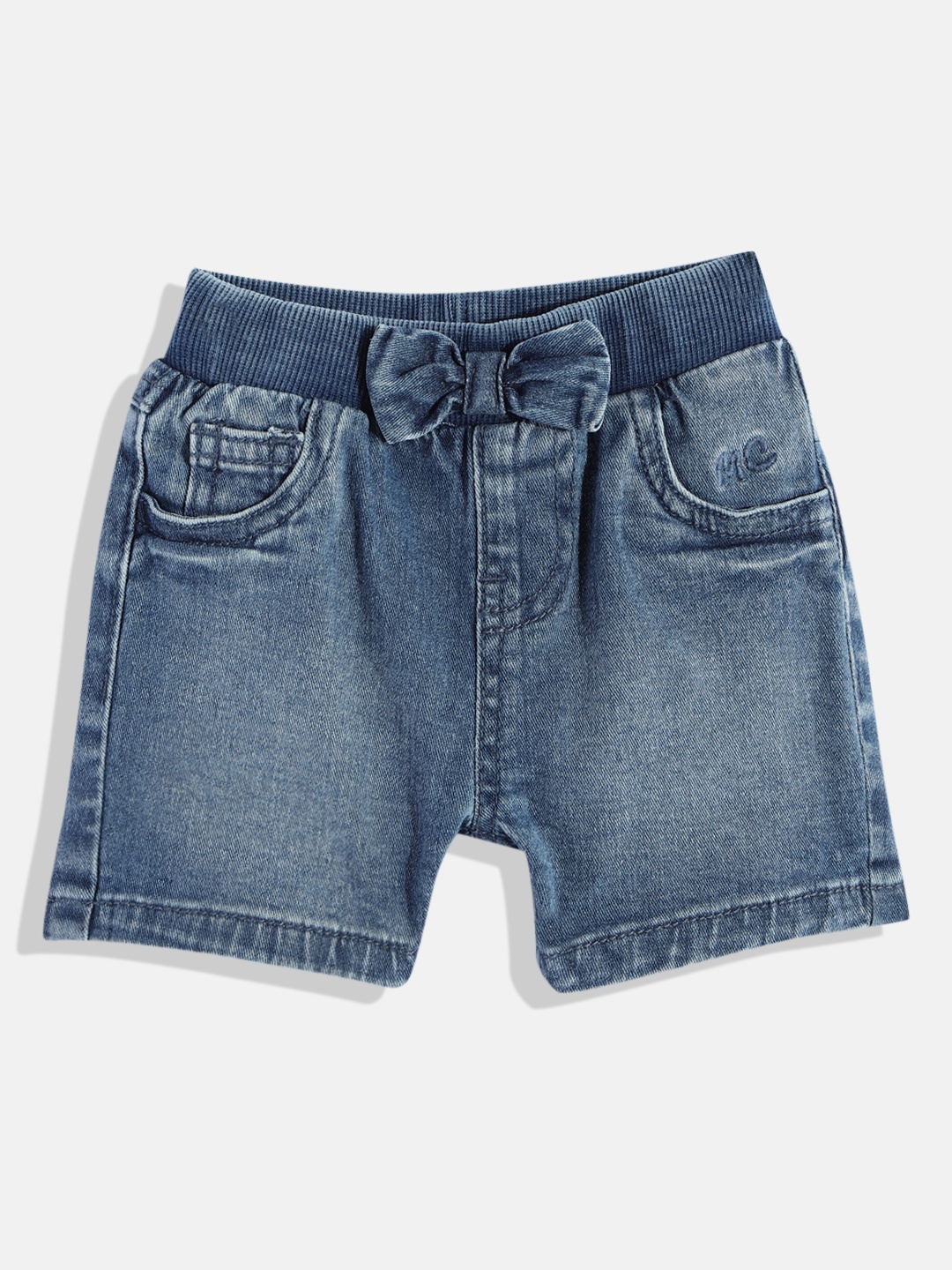 

mothercare Girls Washed Denim Shorts, Blue