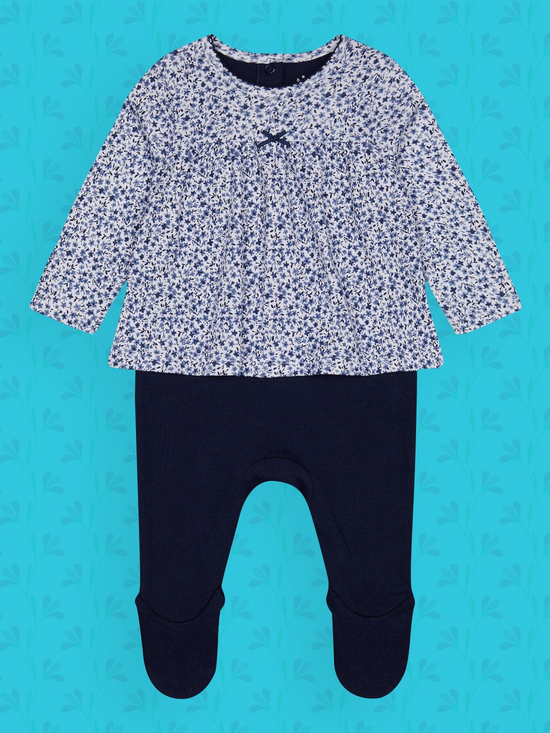 

mothercare Girls Navy Blue Printed Sleepsuit