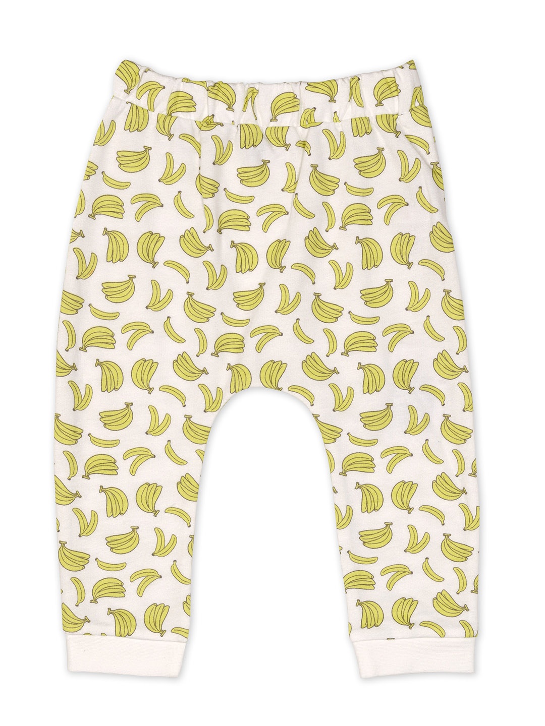 

mothercare Infant Boys White & Yellow Printed Pure Cotton Leggings