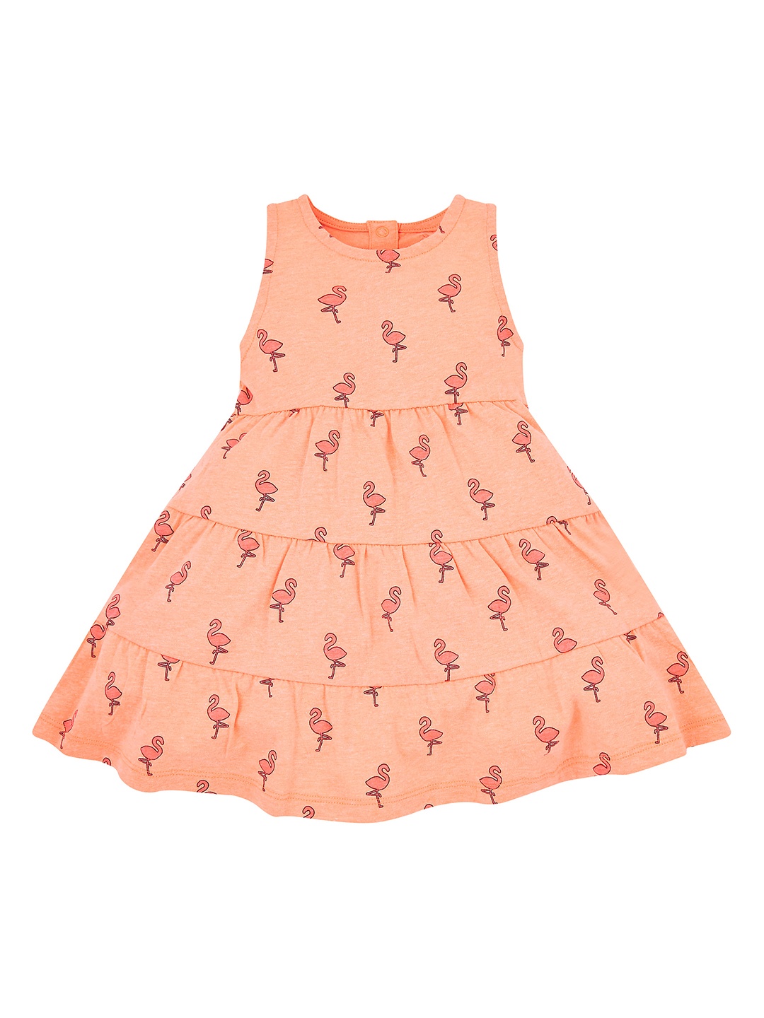 

mothercare Girls Peach-Coloured Printed Fit and Flare Dress