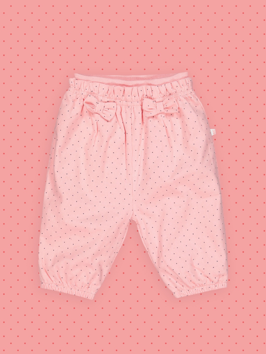 

mothercare Infant Girls Pink Regular Fit Printed Corduroy Joggers With Bows