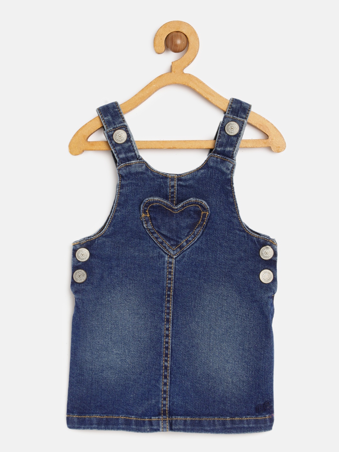 

mothercare Girls Navy Blue Solid Denim Pinafore Dress