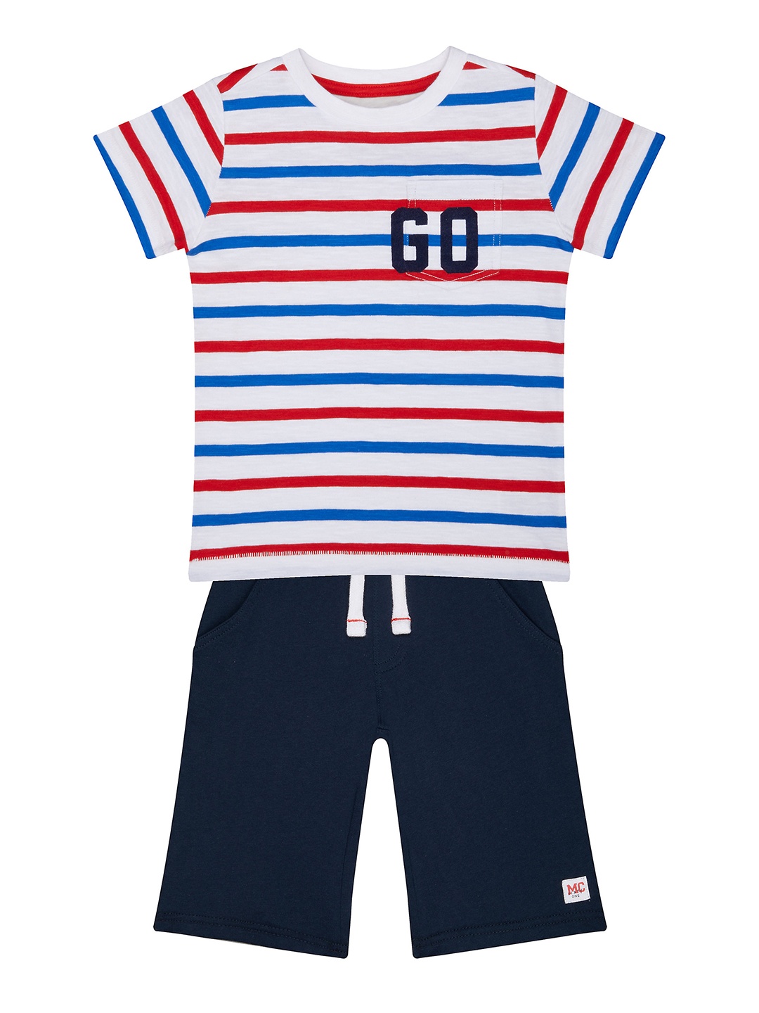 

mothercare Boys Multicoloured Striped T-shirt with Shorts, Multi