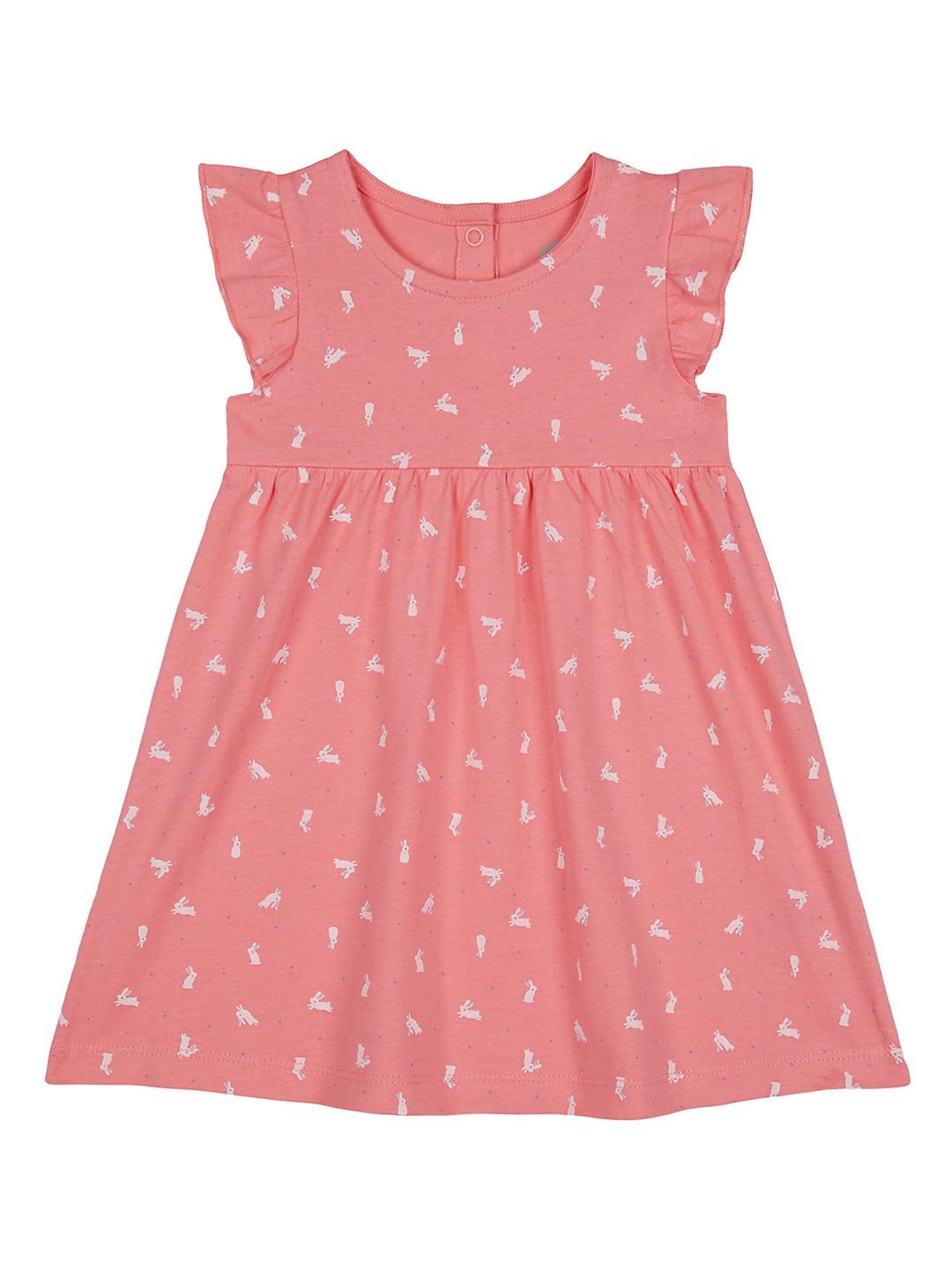 

mothercare Infant Girls Peach-Coloured & White Printed A-Line Dress