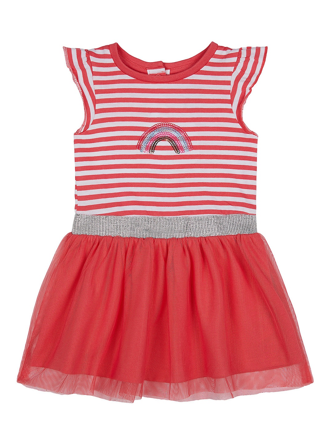 

mothercare Infant Girls Red & White Striped Fit and Flare Dress