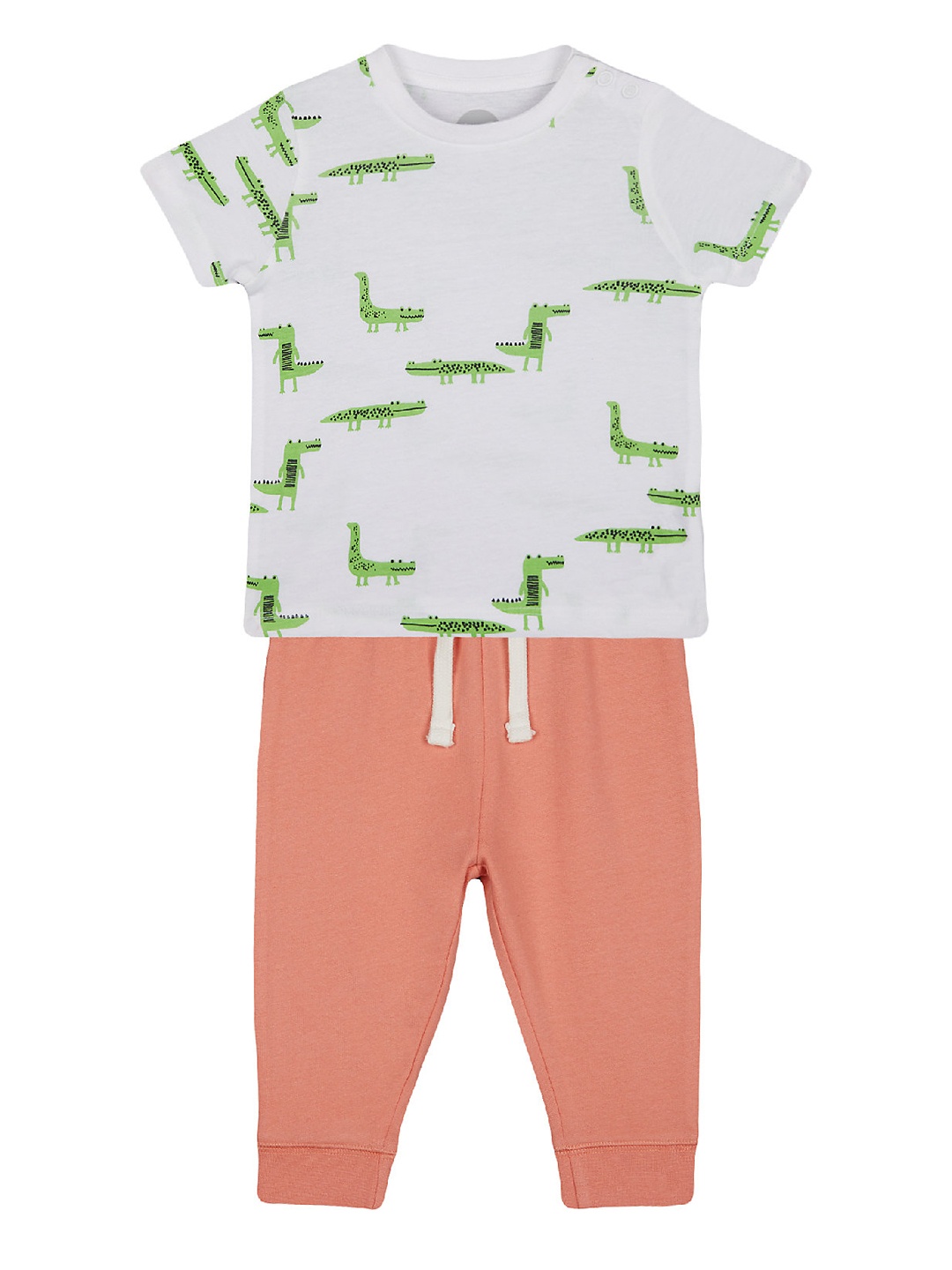 

mothercare Boys Off-White & Peach-Coloured Printed T-shirt with Joggers