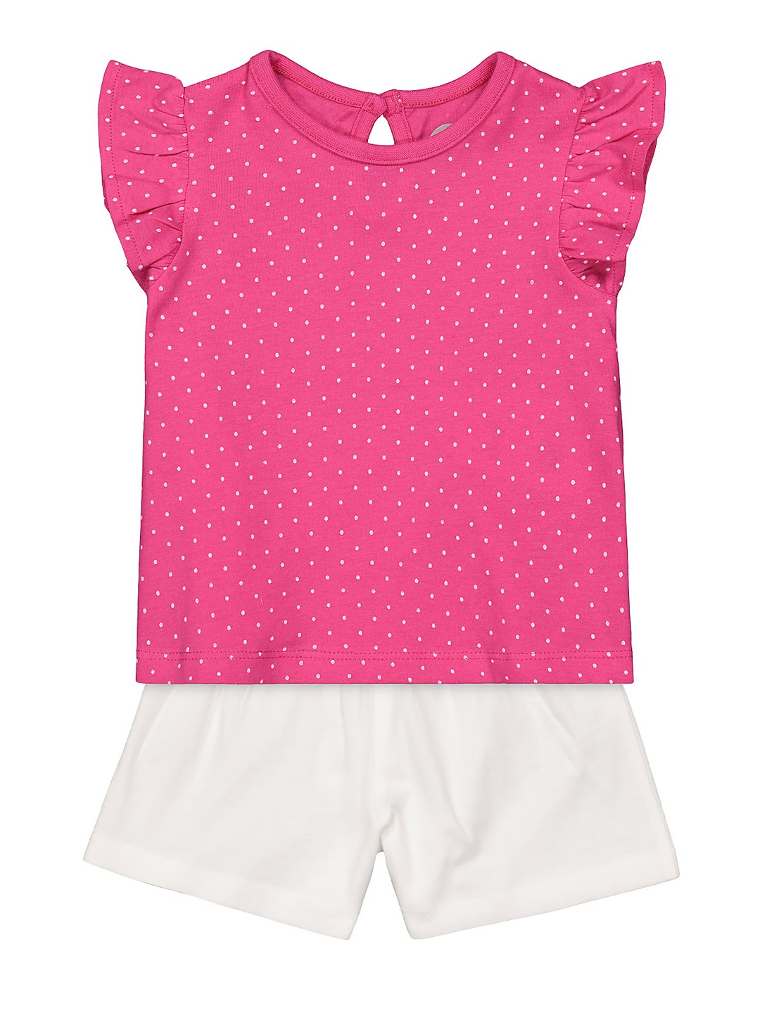 

mothercare Girls Pink & Off-White Printed Top with Shorts