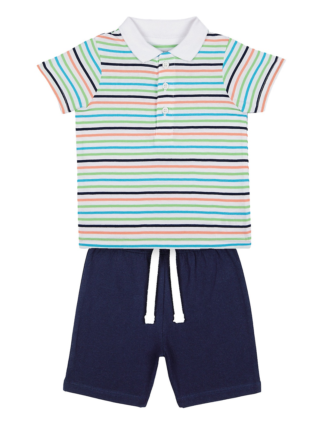 

mothercare Boys Multicoloured Striped T-shirt with Shorts, Multi