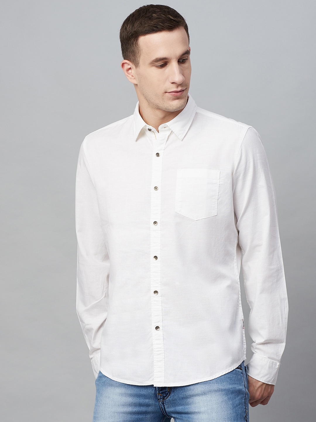 

BEAT LONDON by PEPE JEANS Men White Slim Fit Solid Casual Shirt