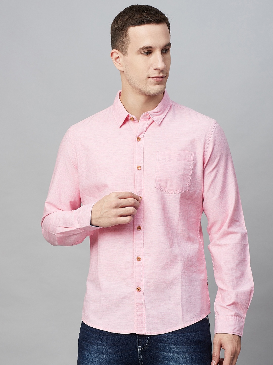 

BEAT LONDON by PEPE JEANS Men Pink Slim Fit Solid Casual Shirt