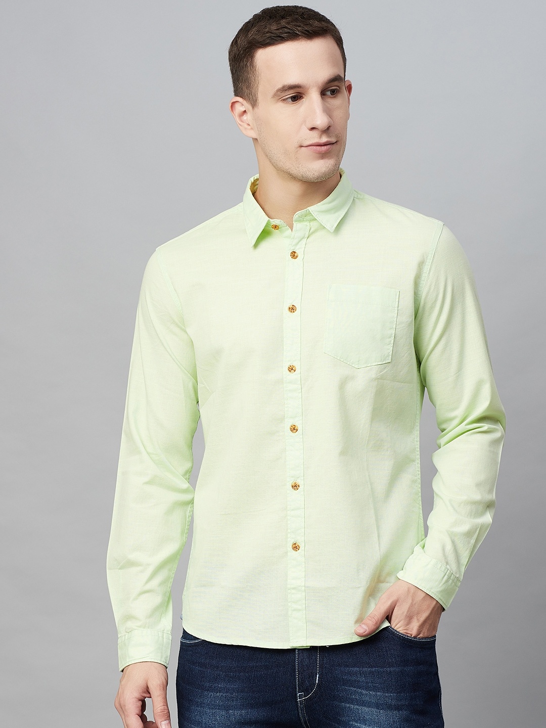 

BEAT LONDON by PEPE JEANS Men Green Slim Fit Solid Casual Shirt